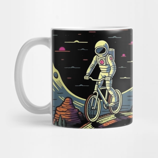 Cycling Spaceman Mountain Bike Astronaut Cyclist MTB Bicycle by teesontap